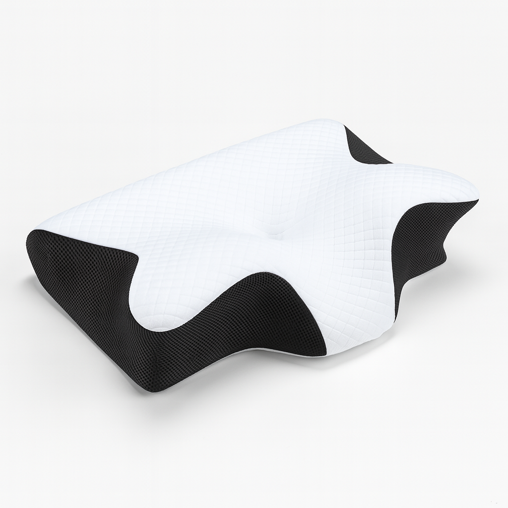 Ergonomic Butterfly Neck Support Pillow with Memory Foam and Massage Features