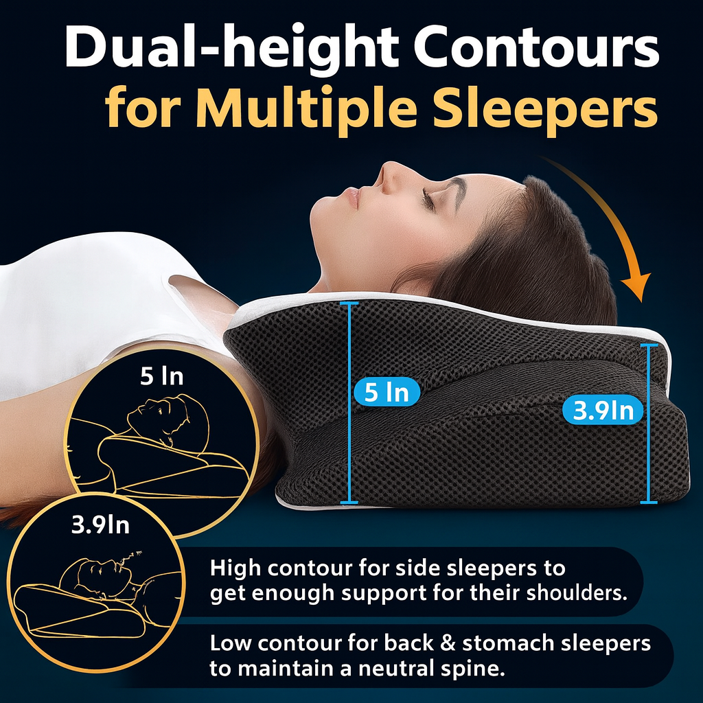 Ergonomic Butterfly Neck Support Pillow with Memory Foam and Massage Features