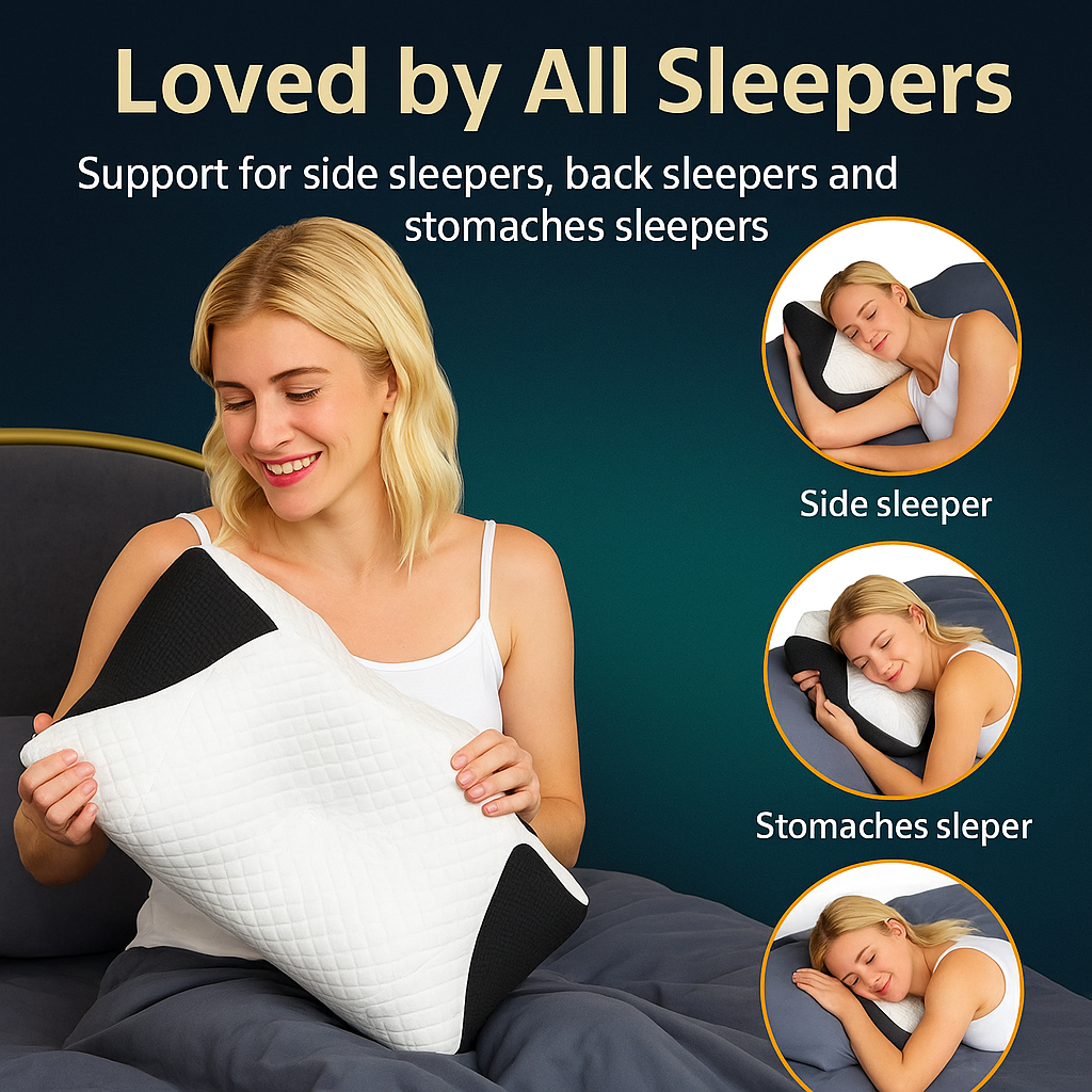 Ergonomic Butterfly Neck Support Pillow with Memory Foam and Massage Features