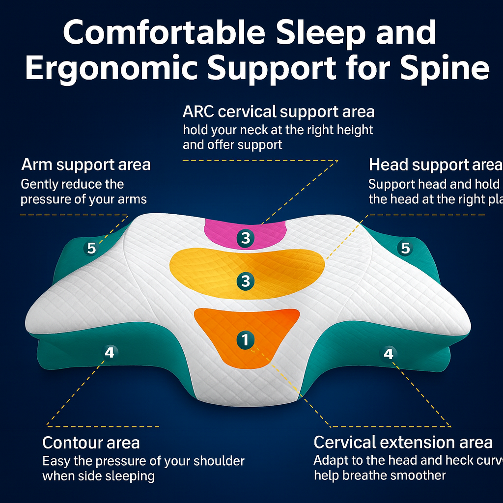 Ergonomic Butterfly Neck Support Pillow with Memory Foam and Massage Features