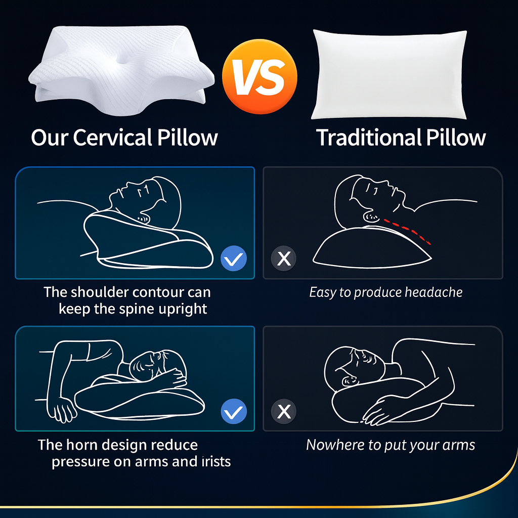 Ergonomic Butterfly Neck Support Pillow with Memory Foam and Massage Features