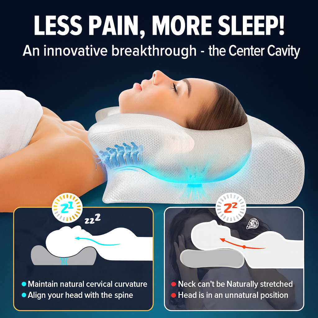 Ergonomic Butterfly Neck Support Pillow with Memory Foam and Massage Features
