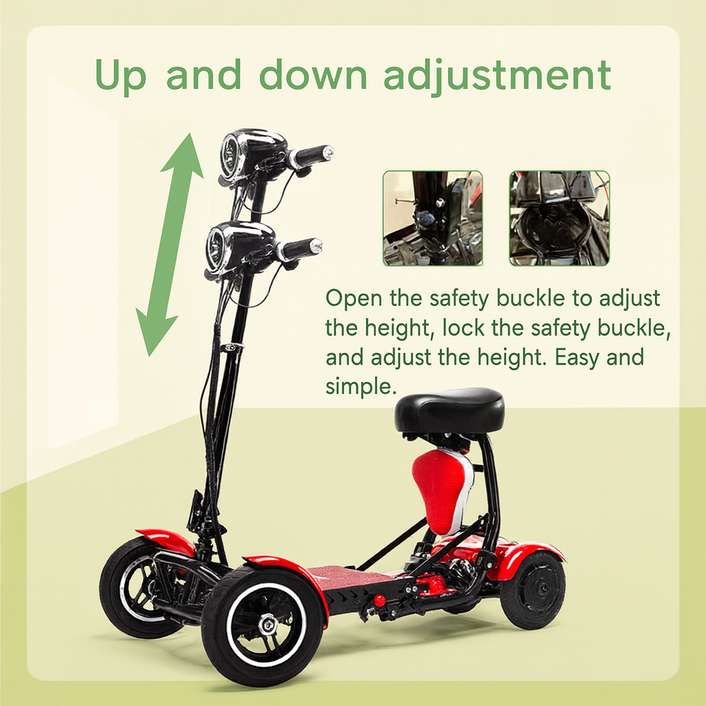 Lightweight Foldable Electric Mobility Scooter | Dual Motor, 4 Wheels, Compact 2-Seater for Elderly & Disabled