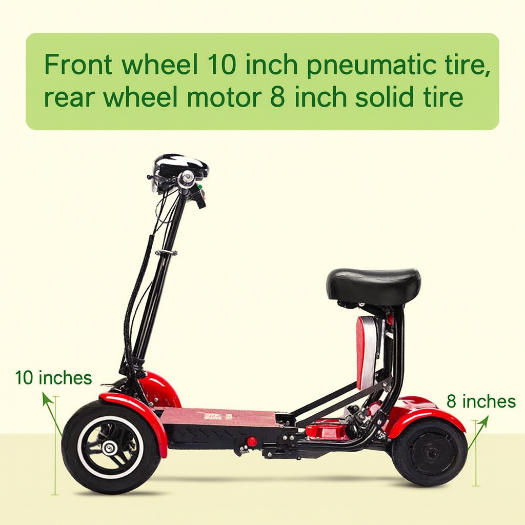 Lightweight Foldable Electric Mobility Scooter | Dual Motor, 4 Wheels, Compact 2-Seater for Elderly & Disabled