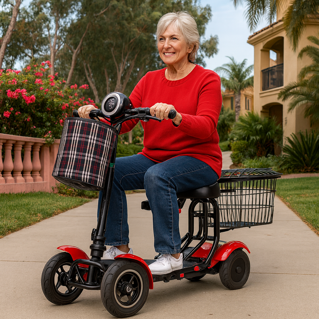 Lightweight Foldable Electric Mobility Scooter | Dual Motor, 4 Wheels, Compact 2-Seater for Elderly & Disabled
