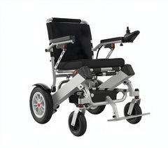Foldable electric wheelchair on a white background